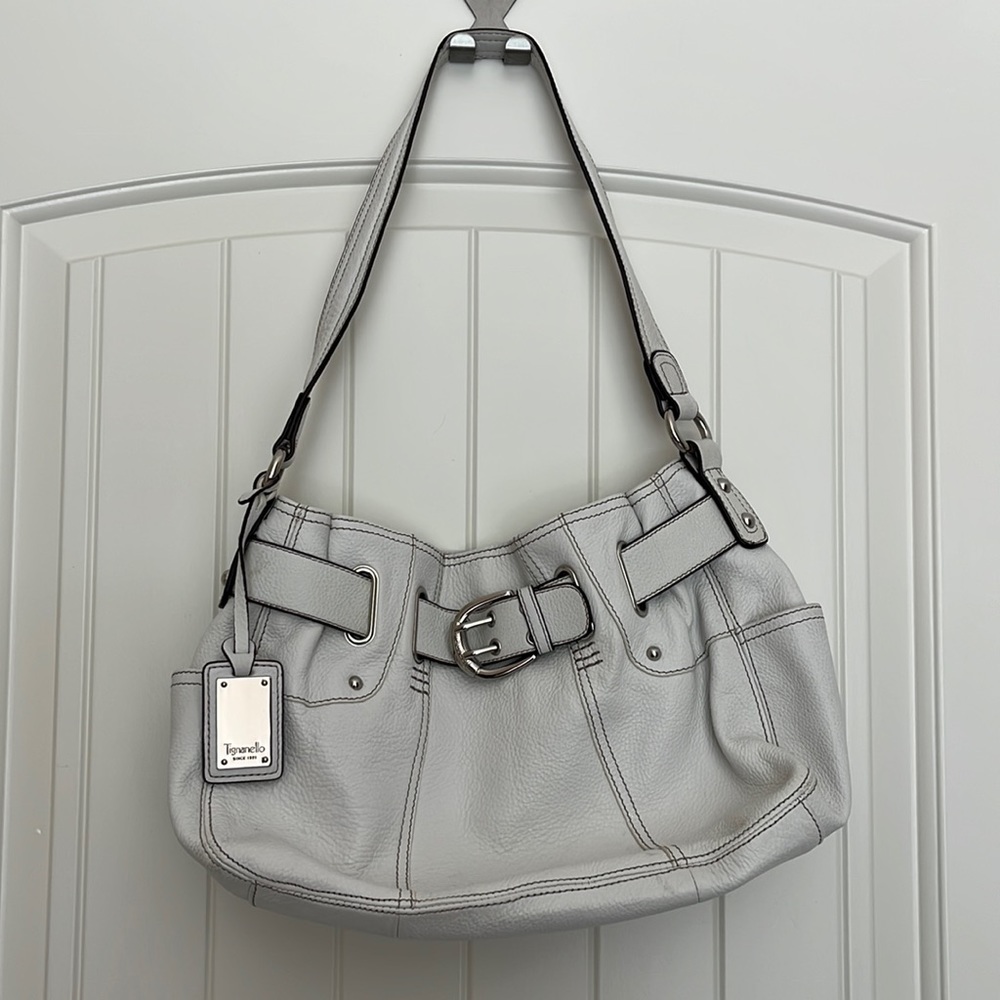 Leather Tignanello Shoulder Bag with Built-in Wallet
